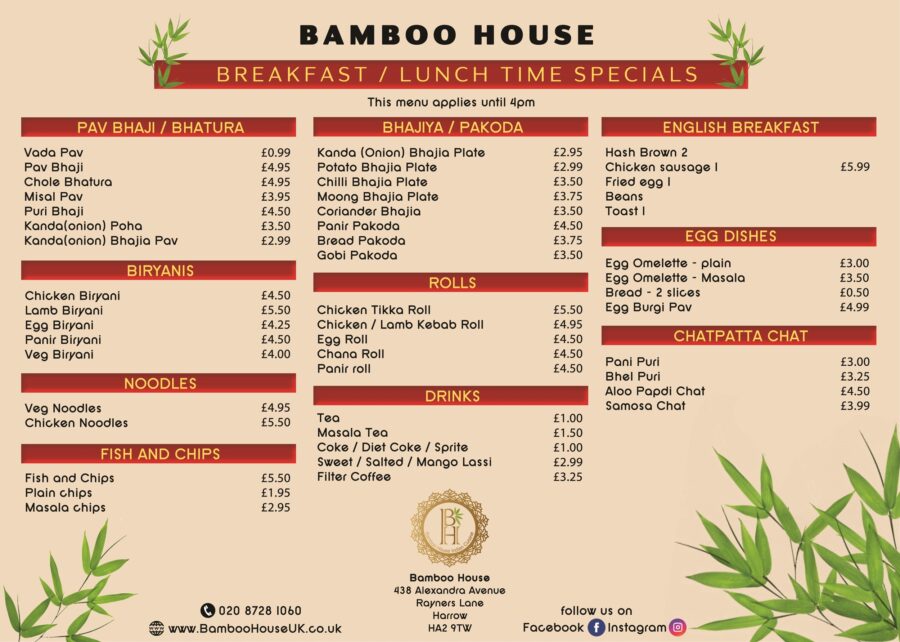 Bamboo House Menu Bamboo House A Luxurious Indian Restaurant in